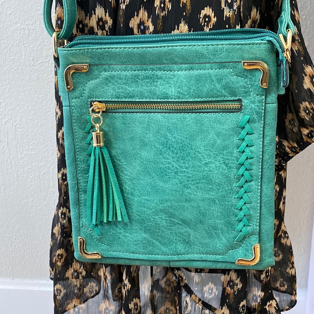 Green Leather Crossbody Bag